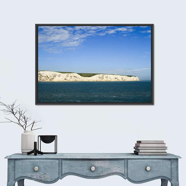 View Of White Cliffs Of Dover From The Sea Canvas Wall Art-1 Piece-Floating Frame-24" x 16"-Tiaracle