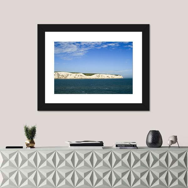 View Of White Cliffs Of Dover From The Sea Canvas Wall Art-1 Piece-Framed Print-20" x 16"-Tiaracle
