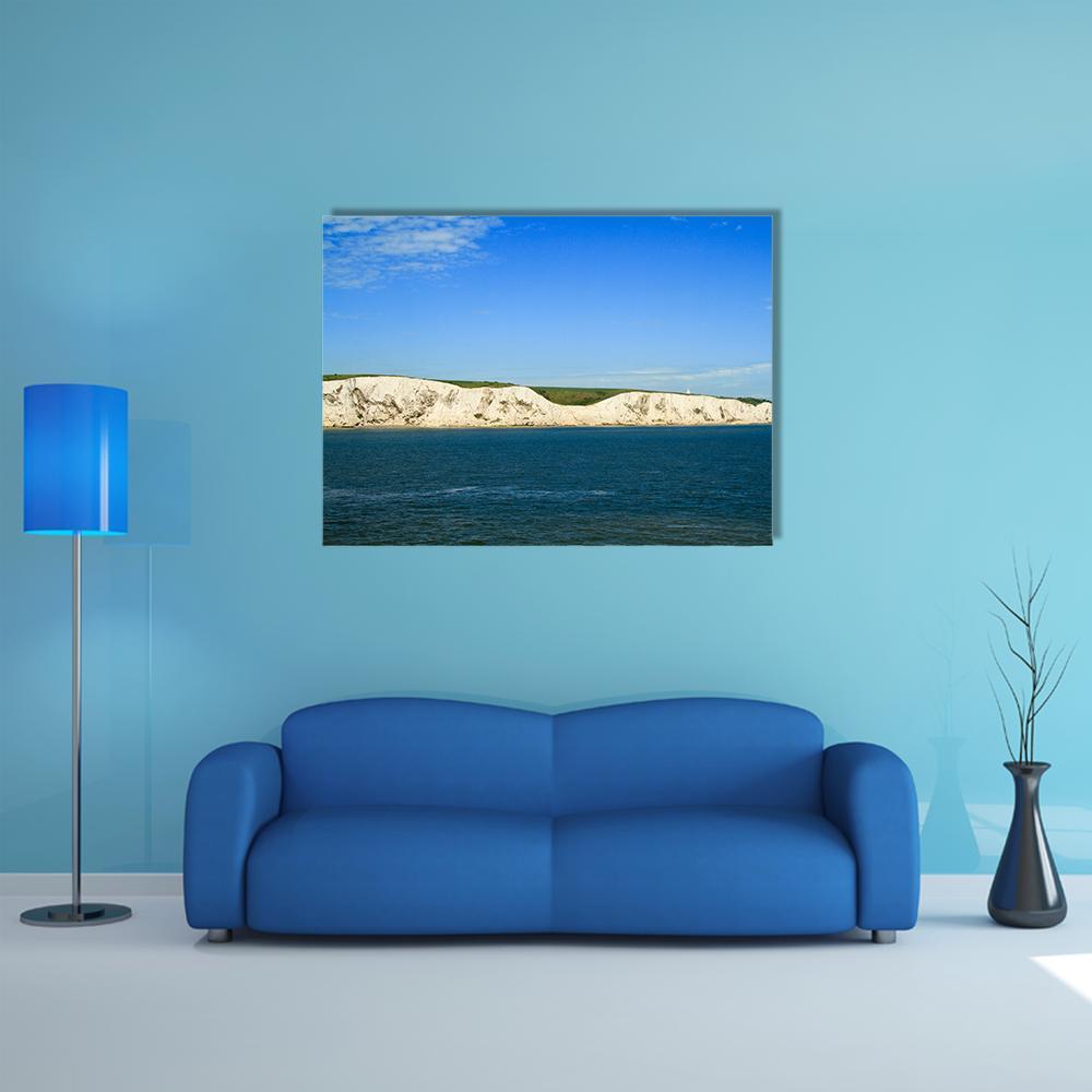 View Of White Cliffs Of Dover From The Sea Canvas Wall Art-5 Star-Gallery Wrap-62" x 32"-Tiaracle