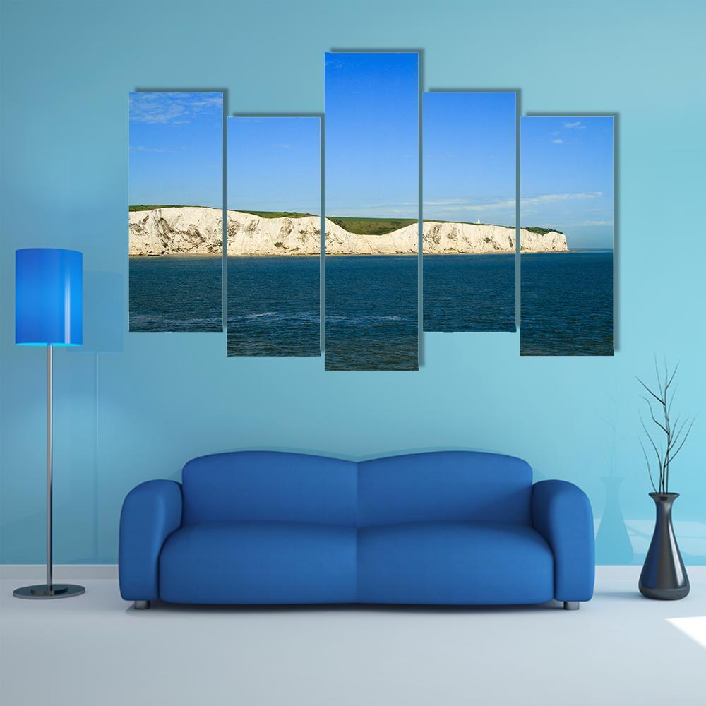 View Of White Cliffs Of Dover From The Sea Canvas Wall Art-5 Pop-Gallery Wrap-47" x 32"-Tiaracle