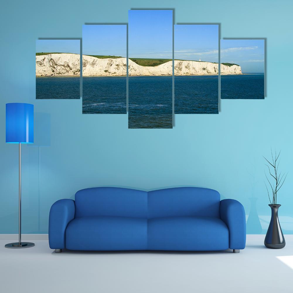 View Of White Cliffs Of Dover From The Sea Canvas Wall Art-5 Star-Gallery Wrap-62" x 32"-Tiaracle