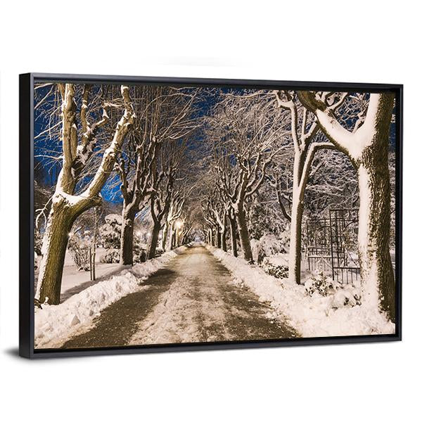 View Of Winter Night Canvas Wall Art-3 Horizontal-Gallery Wrap-25" x 16"-Tiaracle