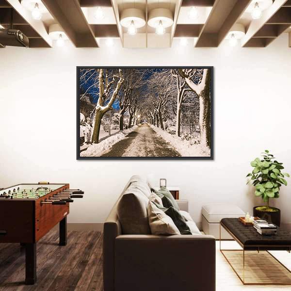View Of Winter Night Canvas Wall Art-3 Horizontal-Gallery Wrap-25" x 16"-Tiaracle