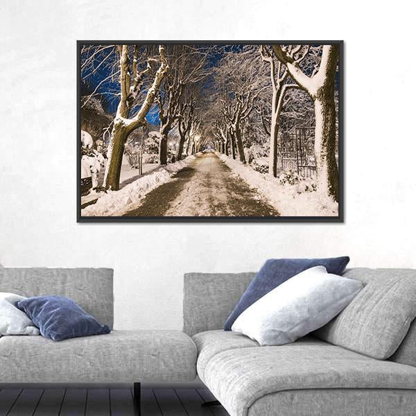 View Of Winter Night Canvas Wall Art-3 Horizontal-Gallery Wrap-25" x 16"-Tiaracle