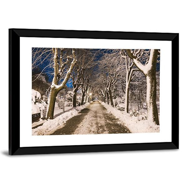 View Of Winter Night Canvas Wall Art-3 Horizontal-Gallery Wrap-25" x 16"-Tiaracle
