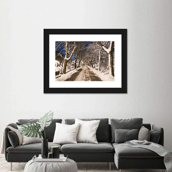 View Of Winter Night Canvas Wall Art-3 Horizontal-Gallery Wrap-25" x 16"-Tiaracle