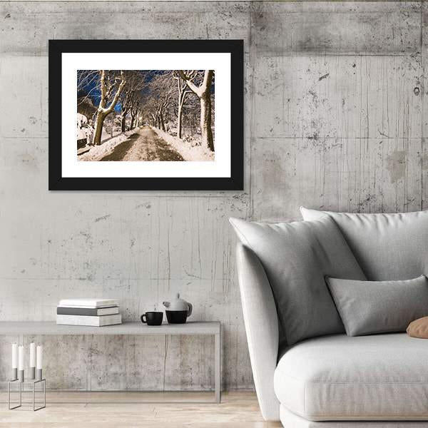 View Of Winter Night Canvas Wall Art-3 Horizontal-Gallery Wrap-25" x 16"-Tiaracle
