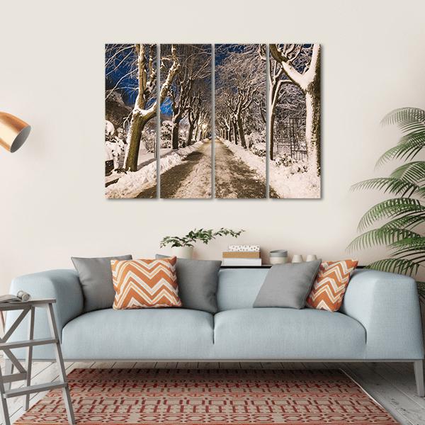 View Of Winter Night Canvas Wall Art-1 Piece-Gallery Wrap-36" x 24"-Tiaracle