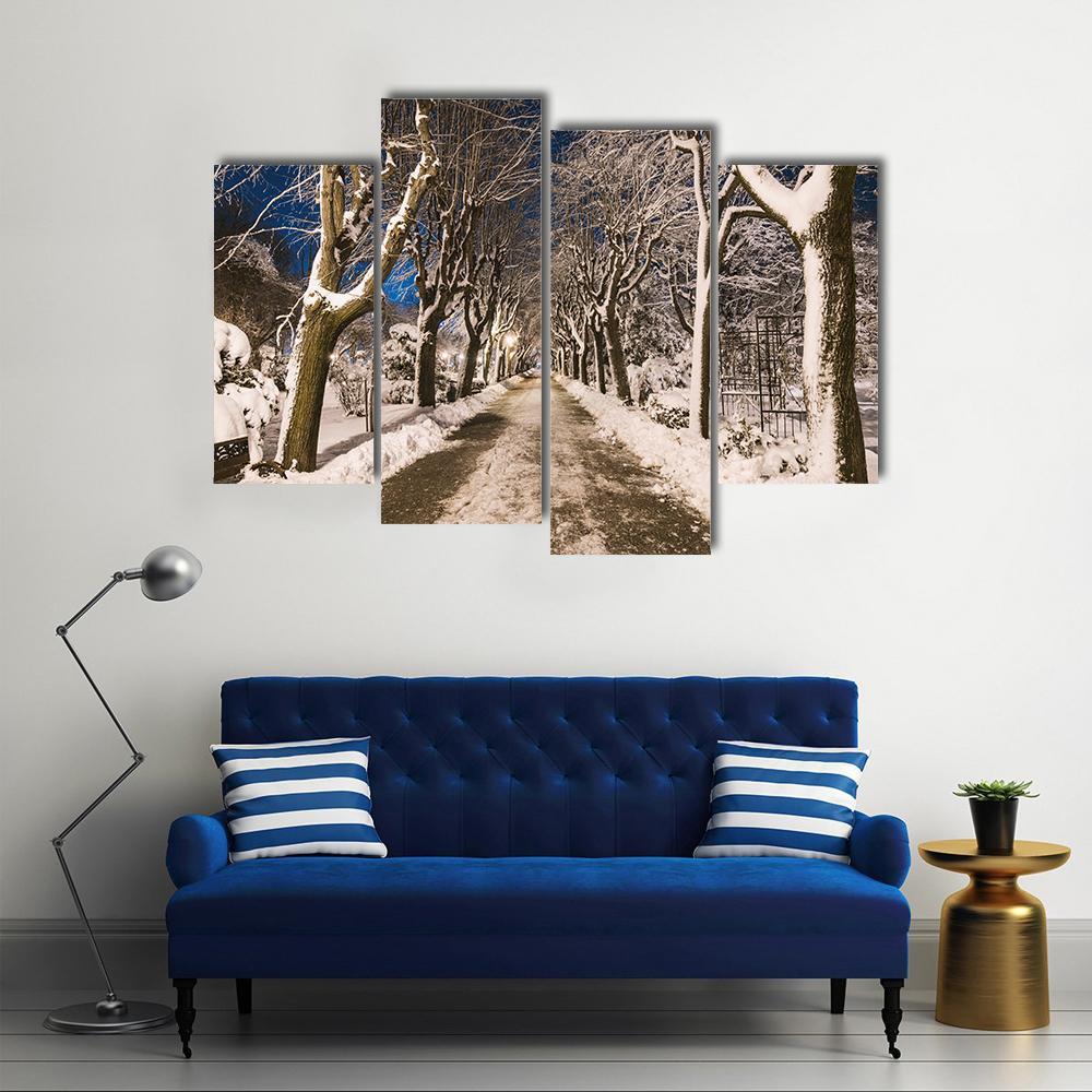 View Of Winter Night Canvas Wall Art-4 Pop-Gallery Wrap-50" x 32"-Tiaracle