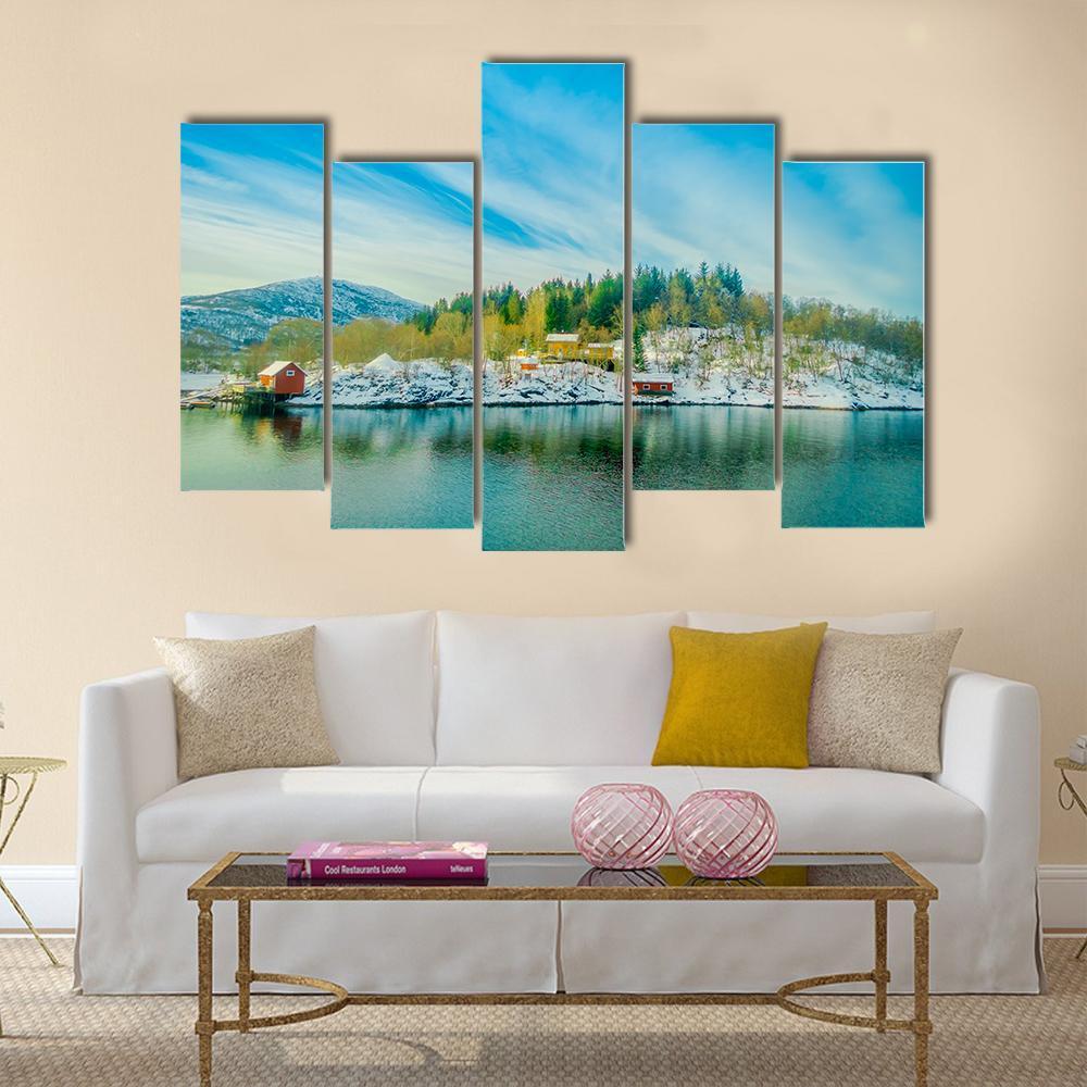 View Of Wooden Houses In A Coastal Scene Canvas Wall Art-5 Pop-Gallery Wrap-47" x 32"-Tiaracle