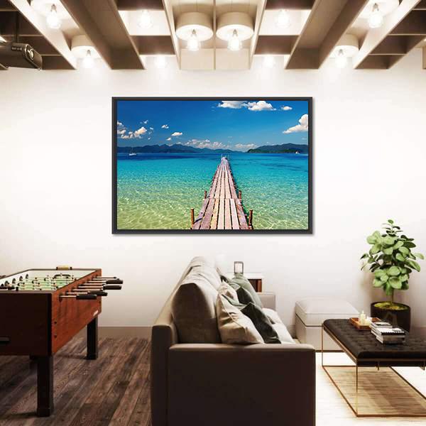View Of Wooden Pier In Thailand Canvas Wall Art-5 Horizontal-Gallery Wrap-22" x 12"-Tiaracle