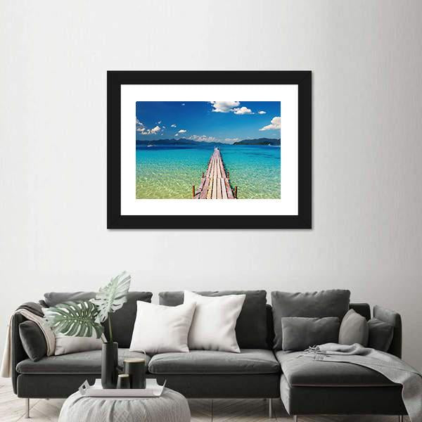 View Of Wooden Pier In Thailand Canvas Wall Art-3 Horizontal-Gallery Wrap-25" x 16"-Tiaracle