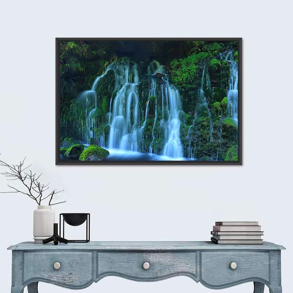 View Of Xia Yuan Waterfall Canvas Wall Art-1 Piece-Floating Frame-24" x 16"-Tiaracle