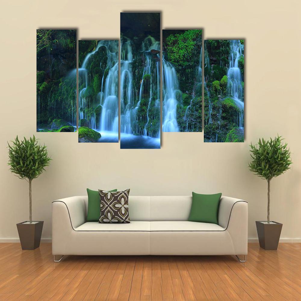 View Of Xia Yuan Waterfall Canvas Wall Art-5 Pop-Gallery Wrap-47" x 32"-Tiaracle