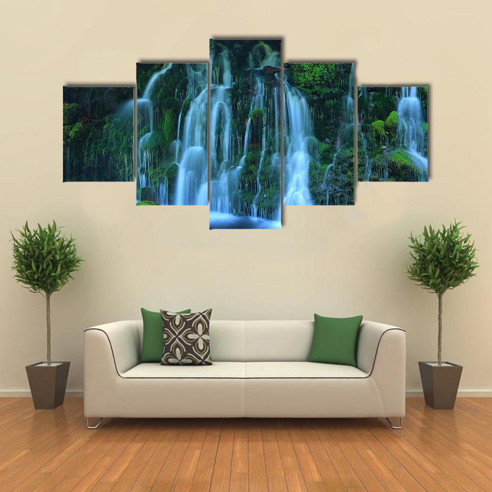 View Of Xia Yuan Waterfall Canvas Wall Art-4 Pop-Gallery Wrap-50" x 32"-Tiaracle