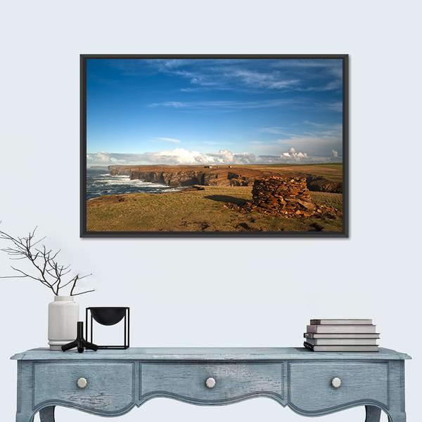 View Of Yesnaby In Orkney West Coast Canvas Wall Art-1 Piece-Floating Frame-24" x 16"-Tiaracle