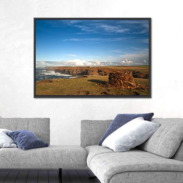 View Of Yesnaby In Orkney West Coast Canvas Wall Art-3 Horizontal-Gallery Wrap-25" x 16"-Tiaracle