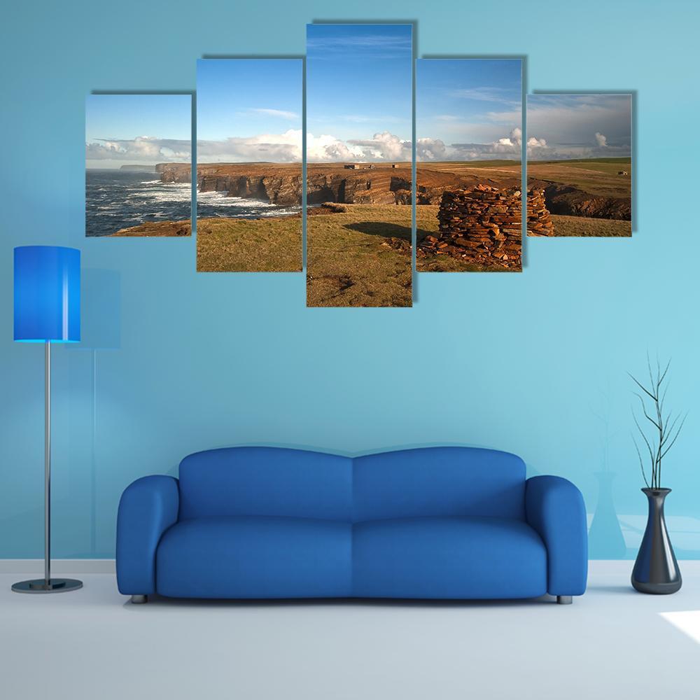 View Of Yesnaby In Orkney West Coast Canvas Wall Art-5 Star-Gallery Wrap-62" x 32"-Tiaracle