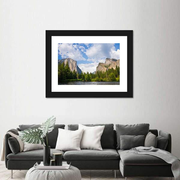 View Of Yosemite Valley Canvas Wall Art-5 Horizontal-Gallery Wrap-22" x 12"-Tiaracle