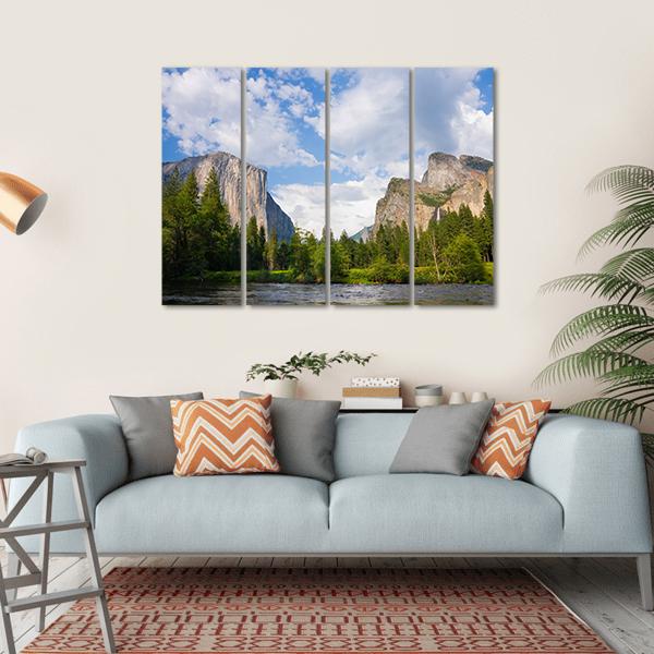View Of Yosemite Valley Canvas Wall Art-4 Horizontal-Gallery Wrap-34" x 24"-Tiaracle