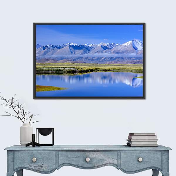 View Of Zhongba Mountains Canvas Wall Art-1 Piece-Floating Frame-24" x 16"-Tiaracle