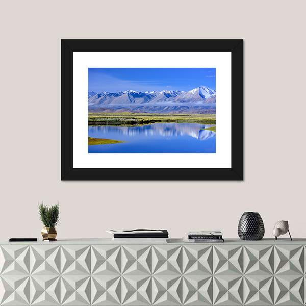 View Of Zhongba Mountains Canvas Wall Art-1 Piece-Framed Print-20" x 16"-Tiaracle