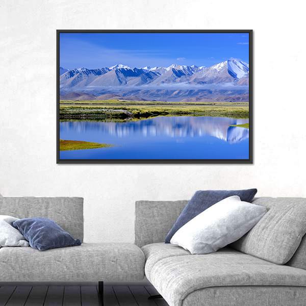 View Of Zhongba Mountains Canvas Wall Art-3 Horizontal-Gallery Wrap-25" x 16"-Tiaracle