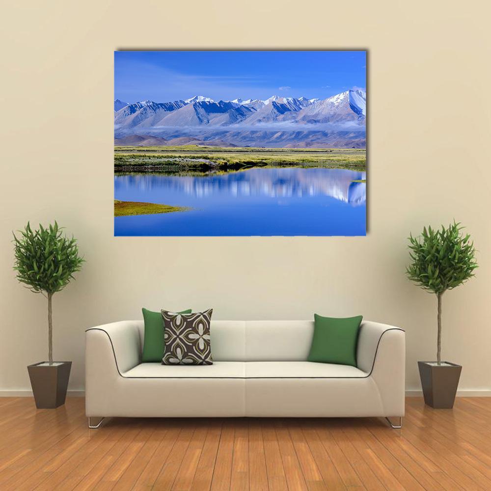 View Of Zhongba Mountains Canvas Wall Art-1 Piece-Gallery Wrap-48" x 32"-Tiaracle