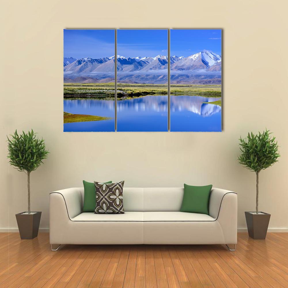 View Of Zhongba Mountains Canvas Wall Art-3 Horizontal-Gallery Wrap-37" x 24"-Tiaracle