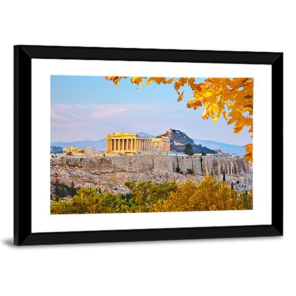 View On Acropolis At Sunset Canvas Wall Art-5 Horizontal-Gallery Wrap-22" x 12"-Tiaracle