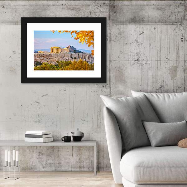 View On Acropolis At Sunset Canvas Wall Art-5 Horizontal-Gallery Wrap-22" x 12"-Tiaracle