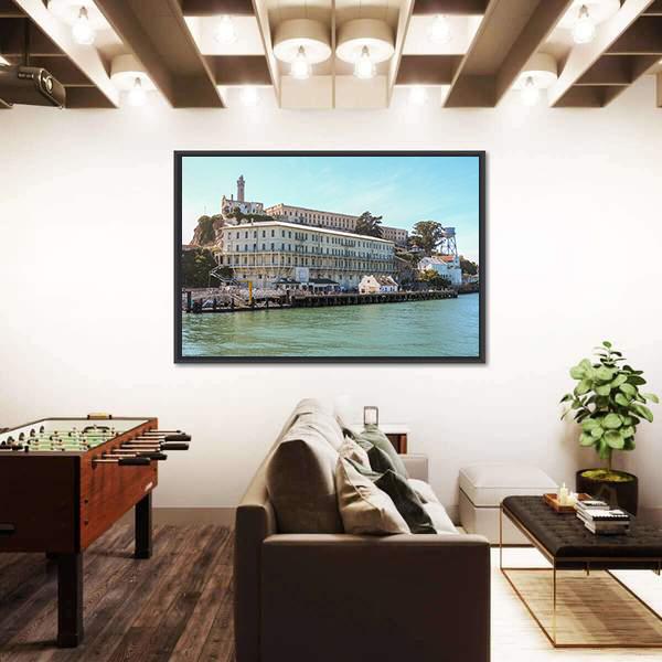 View On Alcatraz Island At Arrival On Boat Canvas Wall Art-3 Horizontal-Gallery Wrap-25" x 16"-Tiaracle
