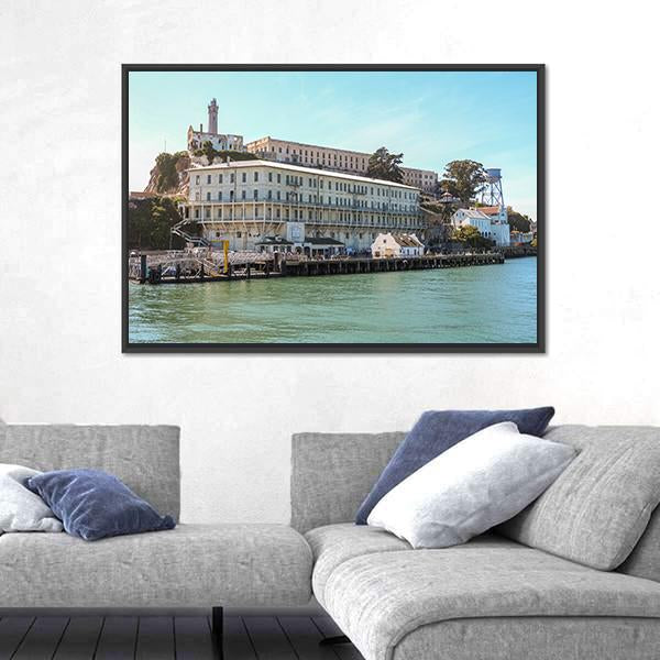 View On Alcatraz Island At Arrival On Boat Canvas Wall Art-3 Horizontal-Gallery Wrap-25" x 16"-Tiaracle