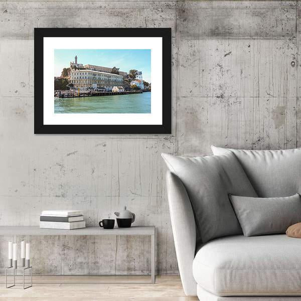 View On Alcatraz Island At Arrival On Boat Canvas Wall Art-3 Horizontal-Gallery Wrap-25" x 16"-Tiaracle