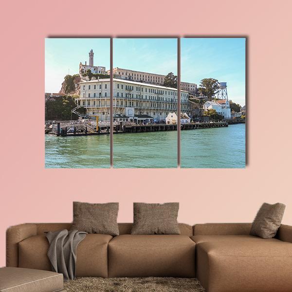 View On Alcatraz Island At Arrival On Boat Canvas Wall Art-3 Horizontal-Gallery Wrap-37" x 24"-Tiaracle