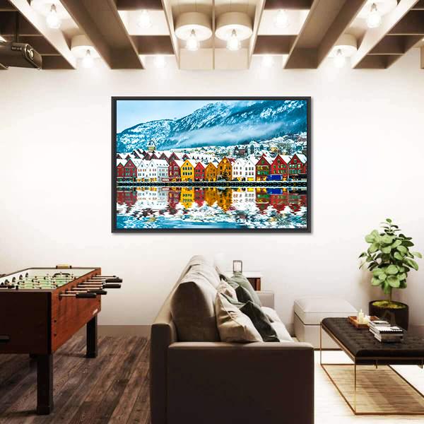 View On Bruges Bergen In Norway Canvas Wall Art-3 Horizontal-Gallery Wrap-25&quot; x 16&quot;-Tiaracle