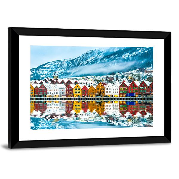 View On Bruges Bergen In Norway Canvas Wall Art-3 Horizontal-Gallery Wrap-25&quot; x 16&quot;-Tiaracle