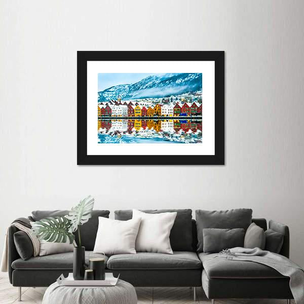 View On Bruges Bergen In Norway Canvas Wall Art-5 Horizontal-Gallery Wrap-22" x 12"-Tiaracle