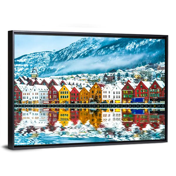 View On Bruges Bergen In Norway Canvas Wall Art-5 Horizontal-Gallery Wrap-22" x 12"-Tiaracle