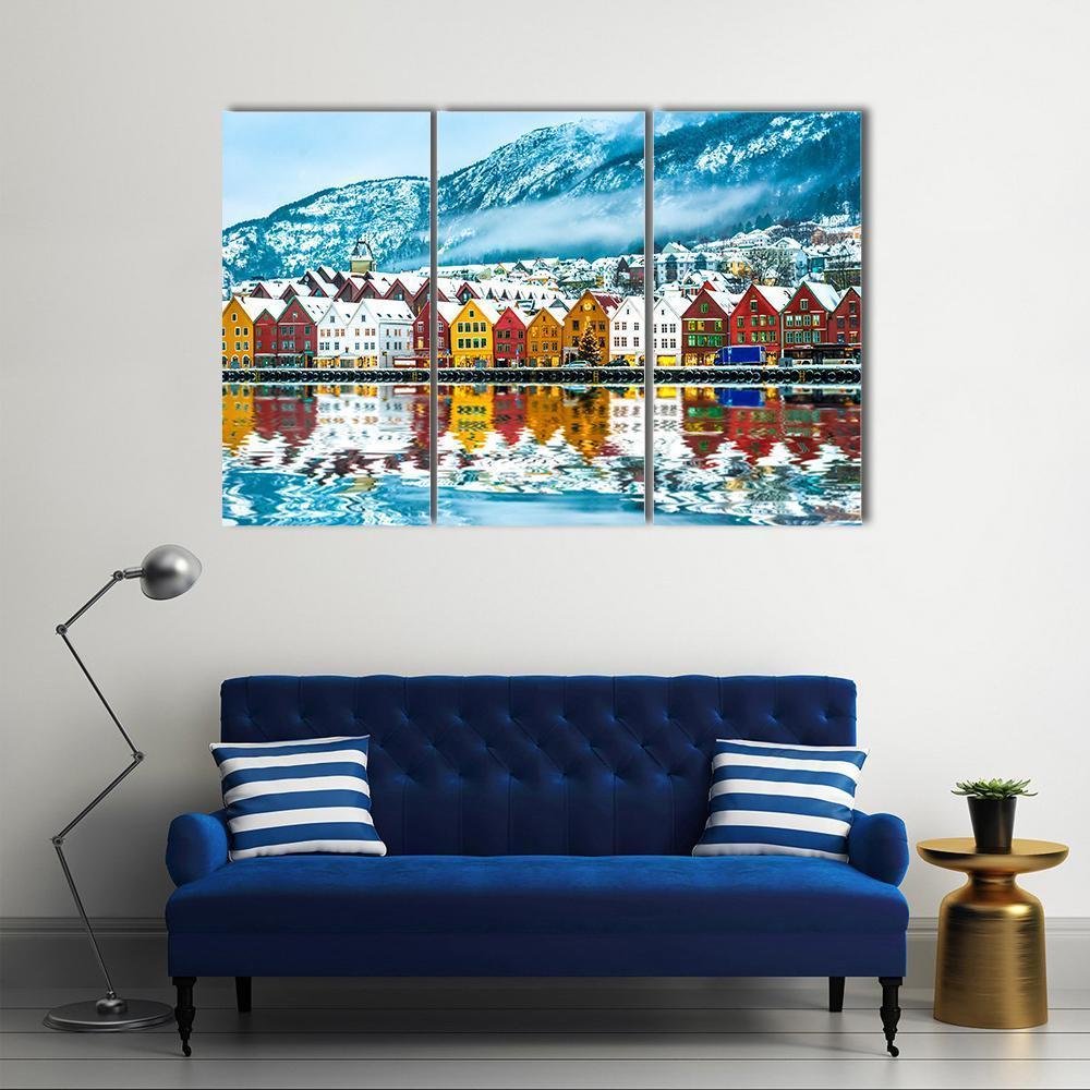 View On Bruges Bergen In Norway Canvas Wall Art-3 Horizontal-Gallery Wrap-37&quot; x 24&quot;-Tiaracle