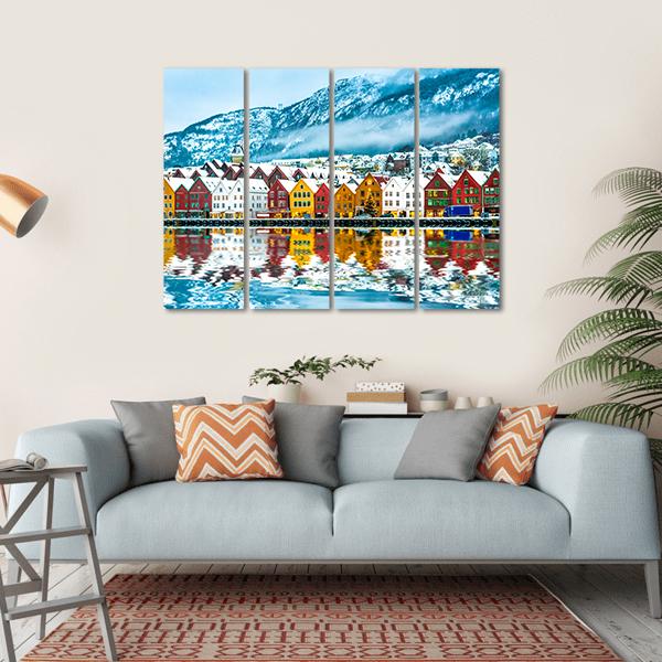 View On Bruges Bergen In Norway Canvas Wall Art-4 Horizontal-Gallery Wrap-34" x 24"-Tiaracle