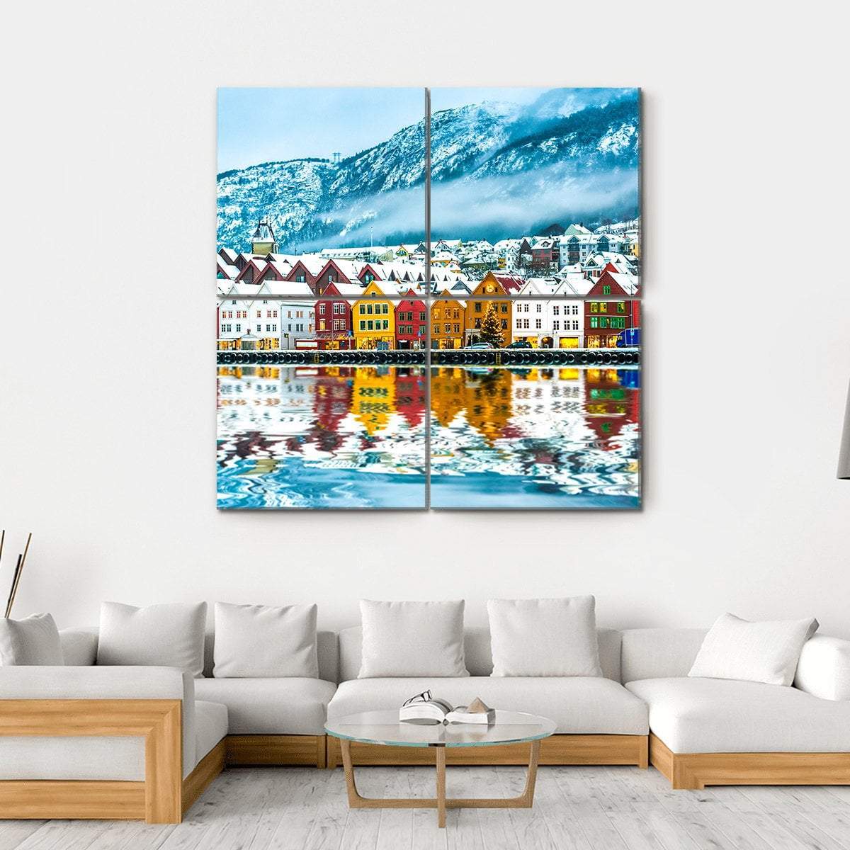 View On Bruges Bergen In Norway Canvas Wall Art-4 Square-Gallery Wrap-17" x 17"-Tiaracle