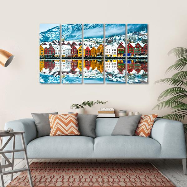 View On Bruges Bergen In Norway Canvas Wall Art-5 Horizontal-Gallery Wrap-22" x 12"-Tiaracle