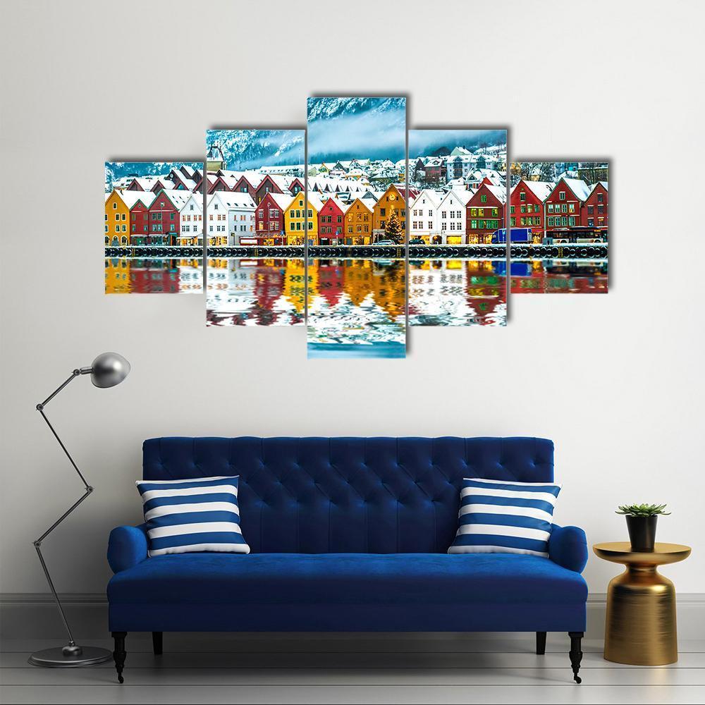 View On Bruges Bergen In Norway Canvas Wall Art-5 Star-Gallery Wrap-62&quot; x 32&quot;-Tiaracle