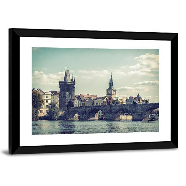 View On Charles Bridge In Prague Canvas Wall Art-3 Horizontal-Gallery Wrap-25" x 16"-Tiaracle