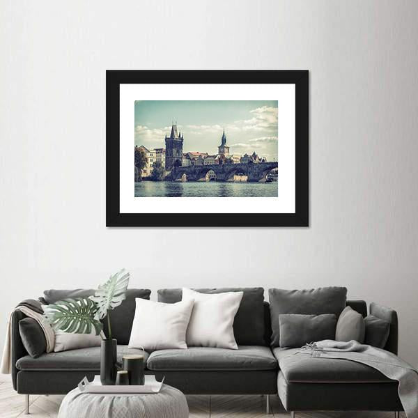 View On Charles Bridge In Prague Canvas Wall Art-3 Horizontal-Gallery Wrap-25" x 16"-Tiaracle