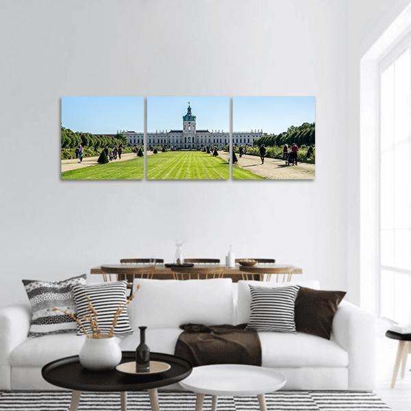 View On Charlottenburg Palace In Berlin Panoramic Canvas Wall Art-3 Piece-25" x 08"-Tiaracle