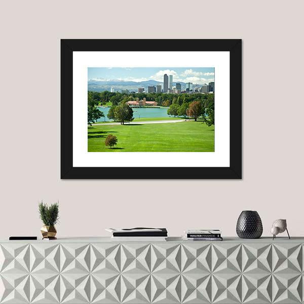 View On Denver Skylight In Fall Canvas Wall Art-1 Piece-Framed Print-30" x 20"-Tiaracle