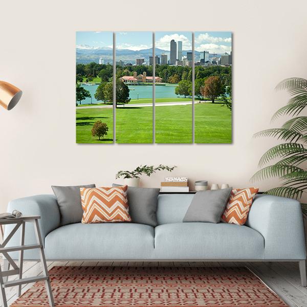 View On Denver Skylight In Fall Canvas Wall Art-4 Horizontal-Gallery Wrap-34" x 24"-Tiaracle