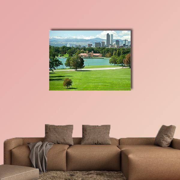 View On Denver Skylight In Fall Canvas Wall Art-4 Horizontal-Gallery Wrap-34" x 24"-Tiaracle